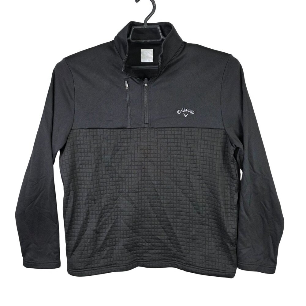 Mens Callaway Black 1/4 Zip Golf Pullover Shirt Long Sleeve Polyester Size M